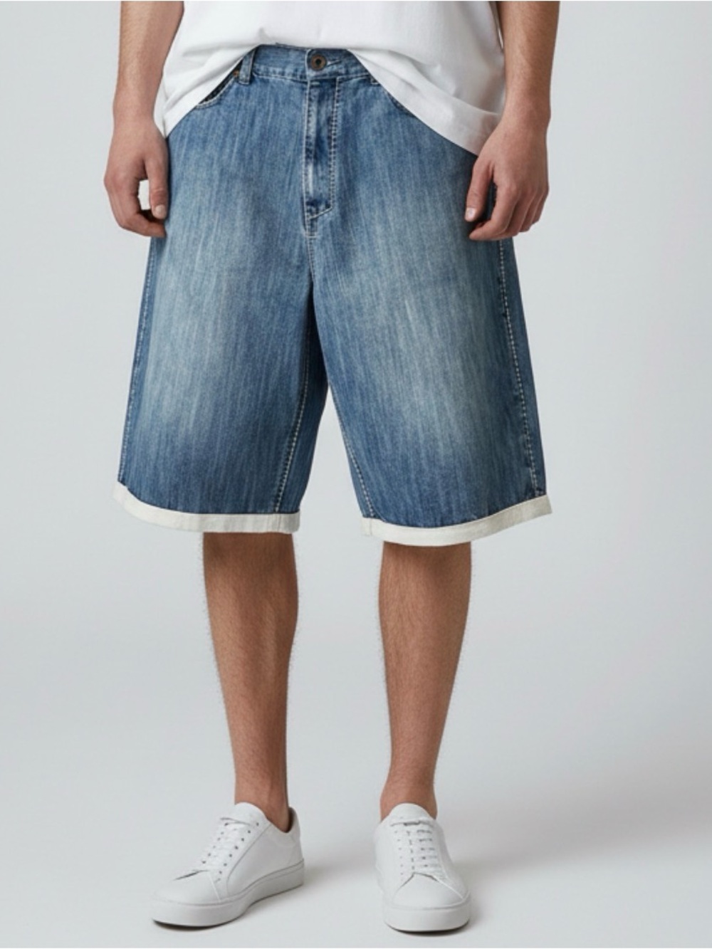 🫶🏻 Koman Men's Denim Knee-Length Shorts